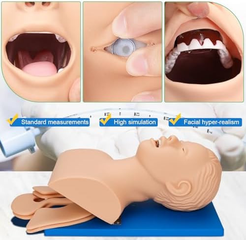 Intubation Human Model Simulator- Endotracheal Intubation Manikin Simulator, Airway Managment Trainer with Tube for Science Education/Study/Practice