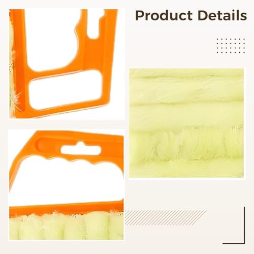 Cleaner Brush 7 Teeth Hand-Held Mini 5.3 X 6.3 in / 13.5 X 16 Cm, Blinds Shutters Air Conditioner Fan Window Duster Household Yellow Cleaning Tool