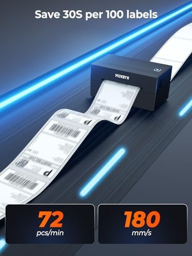 MUNBYN Bluetooth Thermal Label Printer, 130B Wireless 4x6 Shipping Label Printer for Shipping Packages Small Business Office or Home, Compatible with iPhone Android iPad Windows macOS Chrome