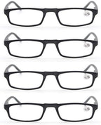 MODFANS Reading Glasses Black +1.75-4 Pairs Fashion Readers Narrow Frame Spring Hinge for Men Women