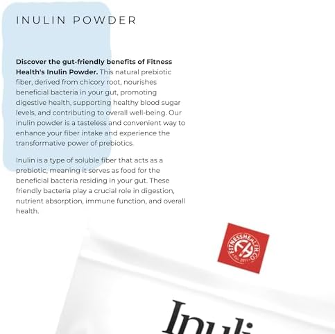 Fitness Health Inulin Powder 100G | Soluble Powder Fiber Supplement for Women + Men | Great Source of Soluble Nutritional Fibre | Prebiotic Fibre Supplement | Chicory Root Powder