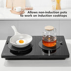 Stainless Steel Heat Diffuser for Electric Glass Gas Ceramic Cooktop, Induction Adapter Simmer Plate, Gas Stove Converter Disk with Removable Handle, Black 7.87 inch