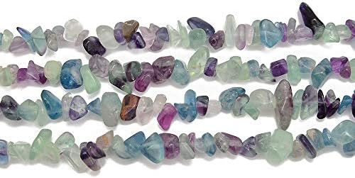 3-5mm Natural Mutilcolor Fluorite Gemstone Chips Loose Beads Semi Precious for Jewelry Making DIY Handmade Craft Supplies 1 Strand per Bag Approxi 32"