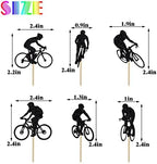 12 PCS Bicycle Cupcake Toppers Glitter bicycle Themed Cupcake Toppers sport Theme Birthday Party Cake Decorations Supplies