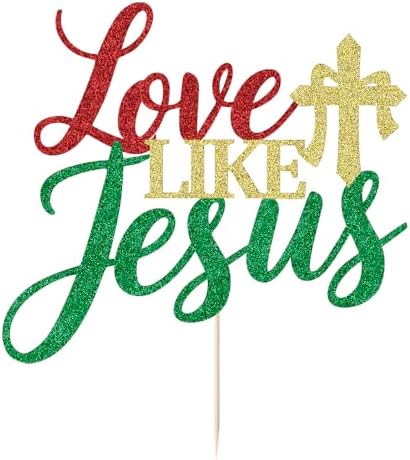 Happy Birthday Jesus Cake Toppers - Love Like Jesus Cake Topper,Jesus Birthday, Religious Jesus Cake Topper,Good Friday Cake Decoration, Christmas Party Decoration Supplies