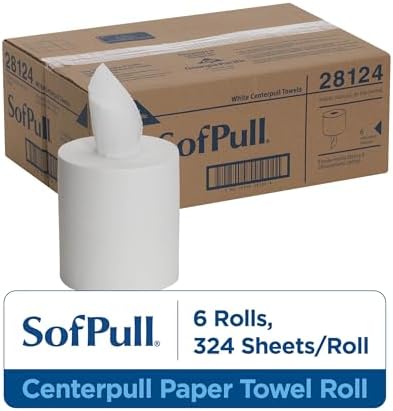 Georgia-Pacific SofPull Centerpull Regular Capacity Premium Paper Towel, White, 28124, 324 Sheets Per Roll, 6 Rolls Per Case