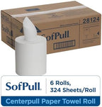 Georgia-Pacific SofPull Centerpull Regular Capacity Premium Paper Towel, White, 28124, 324 Sheets Per Roll, 6 Rolls Per Case