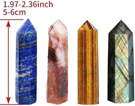 4pcs Natural Crystal Point Wand Set,Hand-Finely Polished,Meditation Healing Purification,Full-Scenario Decoration Display for Home Office,Holiday Gifting(5-6cm Crysta Point Wand 4pcs)