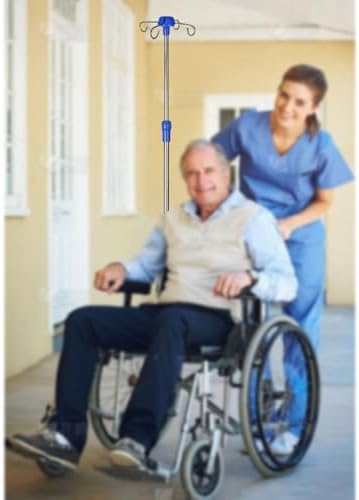 IV Poles for Wheelchair Stand 4 Hooks Portable IV Stand Wheelchair Telescopic IV Pole Height Adjusts