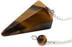 Justinstones Natural Golden Tiger Eye Gemstone Rock Crystal Hexagonal Pointed Reiki Chakra Pendant Pendulum