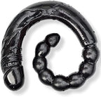 Double Ended Dildo 18.89 inch Cock Dong Anal Beads with Veins and Glans for Vagina Anal Stimulation Double Side Penis Massager Sex Toy for Lesbian Women Men Black TJIJP