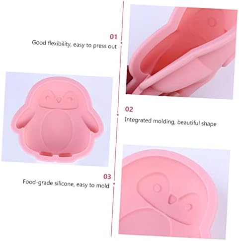 ABOOFAN 2pcs Penguin Silicone Baking Mold Cartoon Design for Cake Decorating and Cupcake Making Flexible Food-grade Silicone Random Colors
