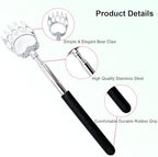 2 Pcs Back Scratcher Extendable,Metal Bear Claws Back Scratchers,Backscratche for Men, Women,Adults,Christmas Stocking Stuffers (Black)