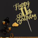 Glitter Happy 11th Birthday Cake Topper,Cheers to 11 Years,happy 11th Birthday Cake Topper,11th Anniversary Cake Topper， men and women 11 years old happy birthday Party Decoration(11th Gold)