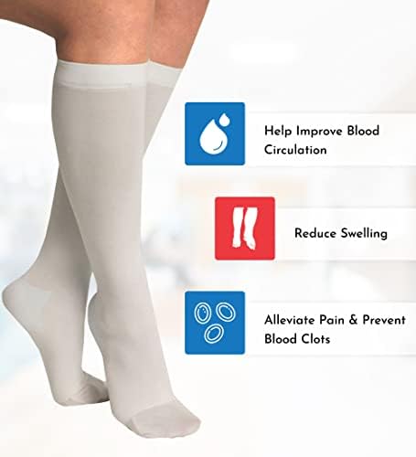 ITA-MED Anti-Embolism Knee High Stockings for Men & Women, Light Compression Socks (18 mmHg), Medical Orthopedic Support Stockings for Varicose Veins, Edema, Swelling, Soreness, Pain, & Aches, 3XL