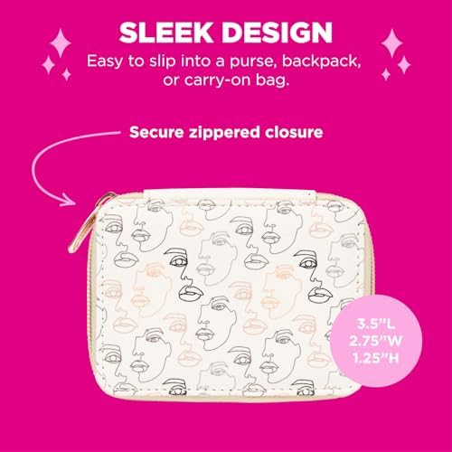 Miamica Women's Zippered Pill Case with 8-Day Removable Plastic Organizer, Beige, 3.5” x 2.75” x 1.25" – Weekly Medicine Box w/Compact Design