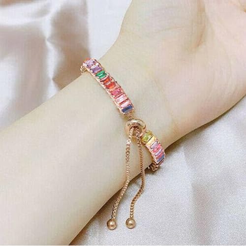 Fashion Charm Tennis Bracelet for Women Crystal Zircon Jewelry Adjustable Gold Silver Color Box Chain Bracelets Gift Attractive
