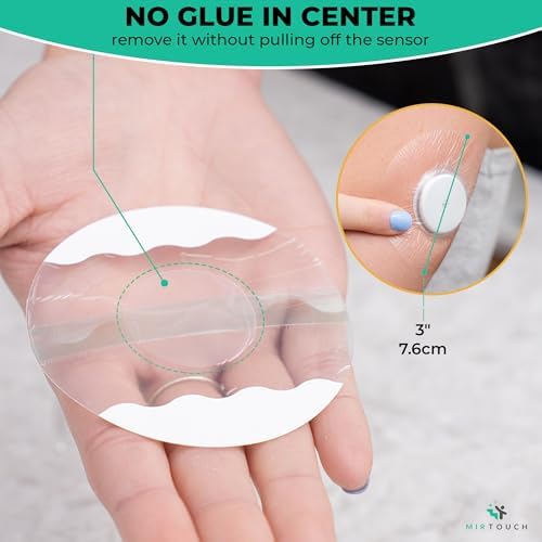 Transparent Waterproof CGM Sensor Patches for Freestyle Libre 1, 2, 3 - No Glue in Center - 24 Freestyle Libre Adhesive Patches with 24 Skin Prep Wipes - Hypoallergenic Glucose Monitor Patch Set