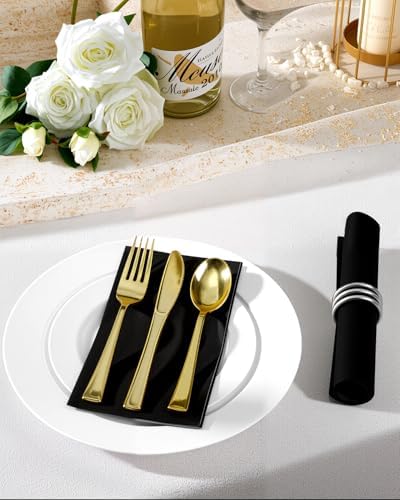 Goodluck 100-Pack Black 3-Ply Disposable Guest Napkins, 13 x 16 Inch Large Paper Hand Towels for Bathroom, Soft & Absorbent Dinner Napkins for Party, Wedding, New Year, Wedding, Birthday Party