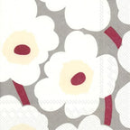 IHR Ideal Home Range Party Napkins Marimekko Disposable 3-Ply Paper Lunch Napkin Pack, 6.5" x 6.5", Unikko (Grey & Cream), 20-Count