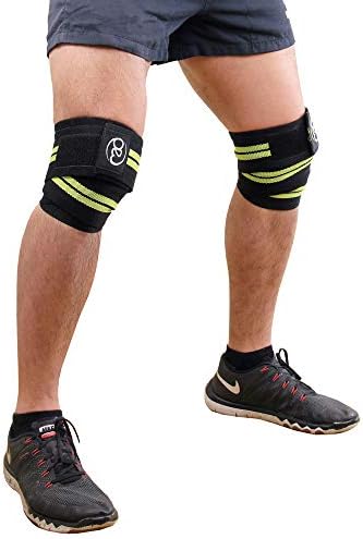 Fitness Mad Unisex's Weight Lifting Support Knee Wraps, Green/Black, 167 cm Long