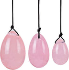 3 pcs Set Pink Eggs Massage Stone, Natural Pink Rose Quartz Jade Eggs Balls for Women Body Massage P-C Muscle Training, Crystal Massage Stone Relax Exercise