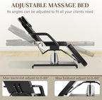 Facial Tattoo Chair for Client, Hydraulic Esthetician Lash Bed with Rolling Stool, 360° Swivel Adjustable Headrest Tattoo Artist Massage Table Beauty Salon Spa Equipment, Black