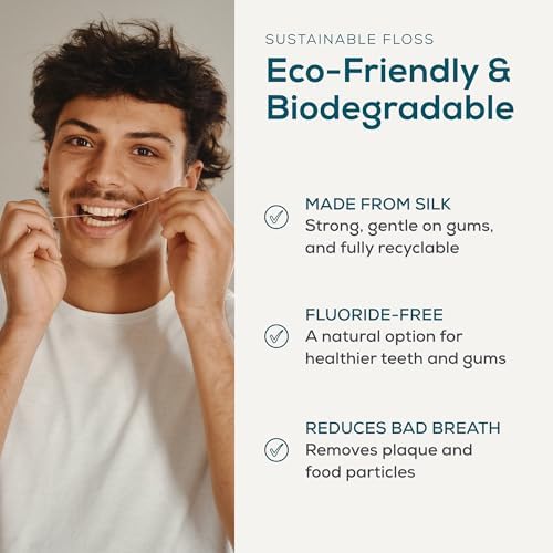 Georganics Natural Dental Floss Refill – Spearmint Tooth Floss Refill for Georganics Dental Floss Dispenser – Vegan & Cruelty-Free – 2 x 55 yards Refill Pack