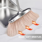 Heavy Duty Stainless Steel Broom Long Handle Floor Sweeping Tool for Home Kitchen Office Cleaning Garbage Wiper Angle Broom with Sturdy Bristles