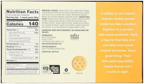 365 by Whole Foods Market, Organic Mini Cheese Sandwich Crackers 8 Count, 1 Ounce
