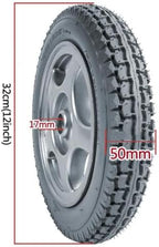 Wheelchair Rear Wheel Assembly (Pair), 12-inch Gray Solid Tire Construction,Rear Wheel Replacement for Electric Wheelchair, Aluminum Alloy Wheel Hub