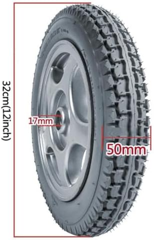 Wheelchair Rear Wheel Assembly (Pair), 12-inch Gray Solid Tire Construction,Rear Wheel Replacement for Electric Wheelchair, Aluminum Alloy Wheel Hub