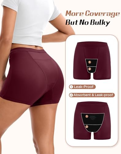 INNERSY Period Boxer for Women High Waisted Leak Proof Postpartm Menstrual Mesh BoyShorts Panties Underwear 3-Pack