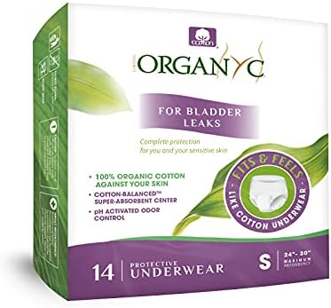 Organyc Bladder Control Underwear for Women - Organic Cotton Protective Underwear for Incontinence, Leak Protection, Odor Protection and Sensitive Skin, Small, 14 Count