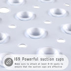 Yimobra Shower Stall Mat Non Slip, 21x21 Inch, Soft Square Bath Mat for Shower with Suction Cups and Drain Holes, Stall Floor Mats for Bathroom, Machine Washable, Bathroom Accessories, White