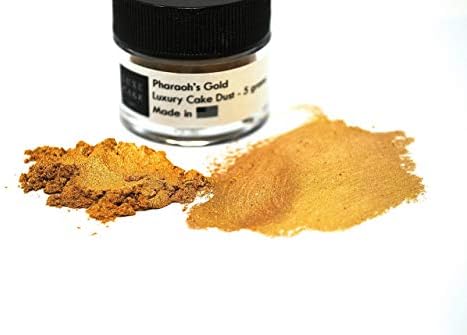 EDIBLE 24 KARAT GOLD Luxury Luster Cake Dust, Edible Gold 5 grams for Cakes, Cupcakes, Cookies, Icing, Chocolate Wedding Party Baking Cupcake Cookie Ice Cream Decoration Supplies
