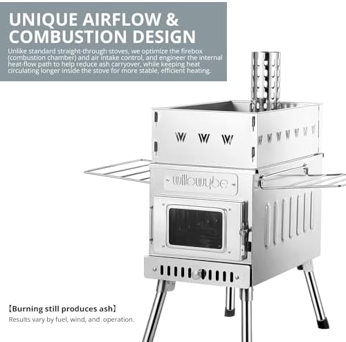 WillowyBe Outdoor Sauna Hot Tent Stove, Rocket Stove Heater, Portable Camping Wood Stove for Dry Sauna, Cooking for Husband and Friends