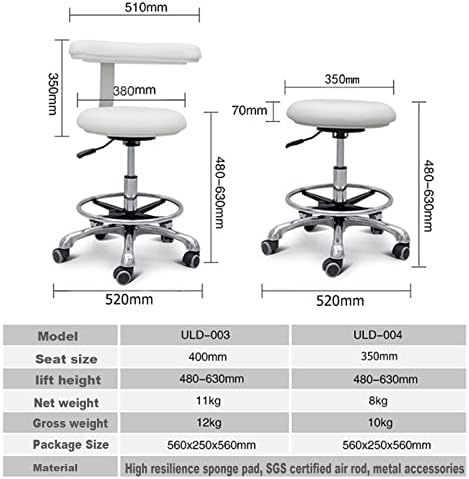 Office Chair Adjustable Saddle Stool with 360° Rotation and Armrest for Dental and Salon Seating