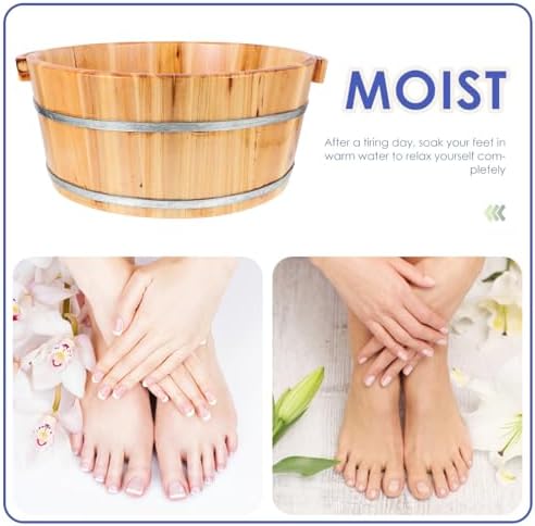 Happyyami Foot Baths Wood Foot Tub Wooden Basin Pedicure Barrel Massager Bucket Soak Soaking Bath Bowl Spa Treatment Washbasin for Home Spa
