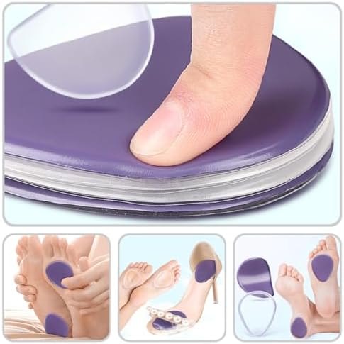 4 Pairs Gel Metatarsal Pads for High Heels, Soft Forefoot Cushions Adhesive, Comfortable Half Foot Insoles for Women’s Shoe Relief and Anti-Friction