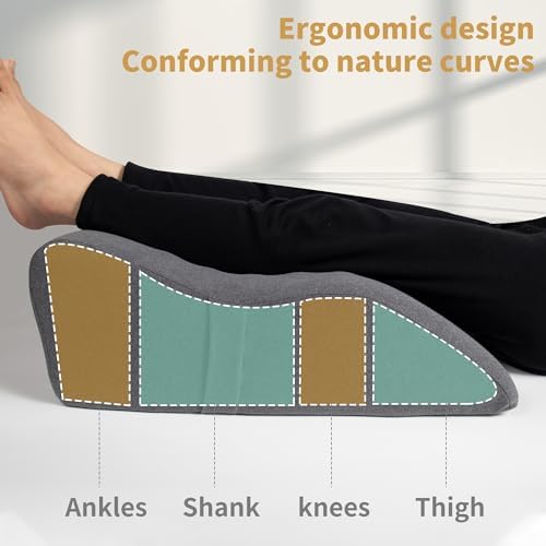 Leg Elevation Pillow with Soft Memory Foam, Wedge Pillow for Reading, Rest, Surgery, Relieves Back, Swelling, Hip, Knee Pain and Improves Blood Circulation