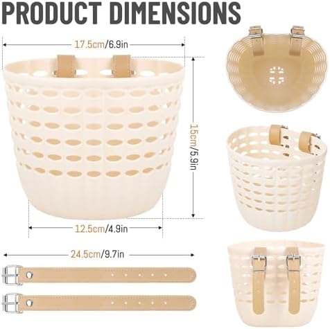 White Kids Bike Basket - Front Handlebar Bike Basket for Kids, Toddler for Girl Boy, Tricycle Scooter Basket