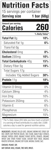 CLIF BAR - Energy Protein Bars - Crunchy Peanut Butter - Made with Organic Oats - Energy Bars - Non-GMO - (15 Pack)