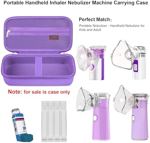 Elonbo Carrying Case for Portable Handheld Inhaler Nebulizer Machine for Adults and Kids, Asthma Inhaler Travel Case, Handheld Mesh Atomizer Machine Holder, Inhaler Spacer Bag, Purple