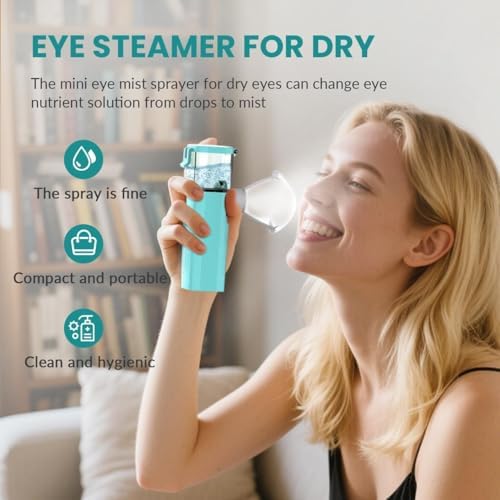 2-in-1 Nano Face & Eye Mister, USB Rechargeable Cool Mist Sprayer for Eyelash Extensions, Makeup Setting & Skin Hydration – Portable Handheld with Visual Water Tank