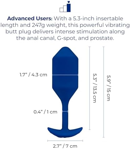b-Vibe Vibrating Snug Plug 1 - Butt Plugs, Adult Sex Toys Anal Toys for Couples, Anal Training, and Sexual Stimulation Device - Navy