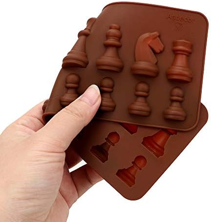 2Pcs Chess Piece Chocolate Candy Molds, International Chess Silicone Mold Epoxy Resin Craft Casting Fondant Paper Clay Wax Melt Mold