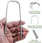 Metal Tongue Scraper for Adults & Tongue Cleaner (2 Pack), Stainless Steel Scrapers with Travel Cases, Reduce Bad Breath & Remove Tongue Coating, Smooth U-Shape Design