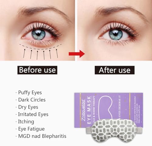 2 in 1 Heated/Ice Eye Mask Moist Heat Eye Mask Lavender & Flaxseed Sinus Pillow Microwavable for Dry Eye,Styes,Sinus Pain,Headache,Migraine,Puffy or Swollen Eyes Irritated and Inflamed Eyelid Bumps