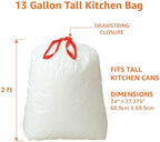 Amazon Basics 13 Gallon Tall Kitchen Drawstring Trash Bags, Clean Fresh Scent, 10% Post Consumer Recycled Material, 80 Count